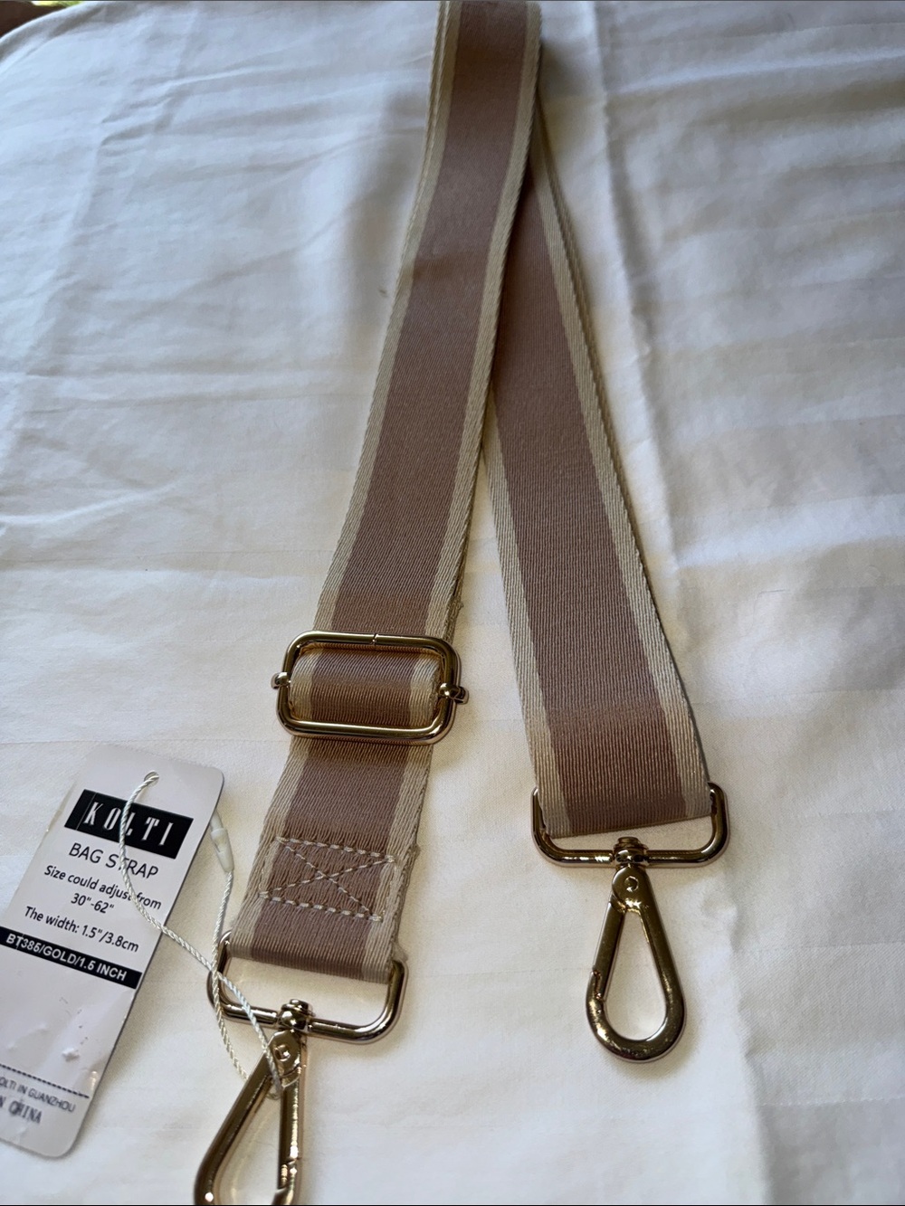 NWT - Kulti adjustable Beige & Gold shoulder or crossover strap.